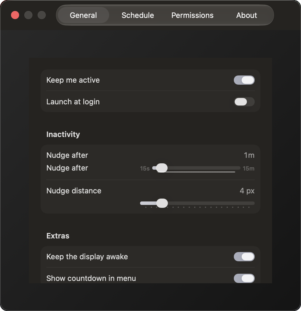 Full control in Settings